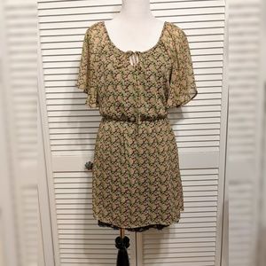 Floral Bell-sleeve Pullover Dress